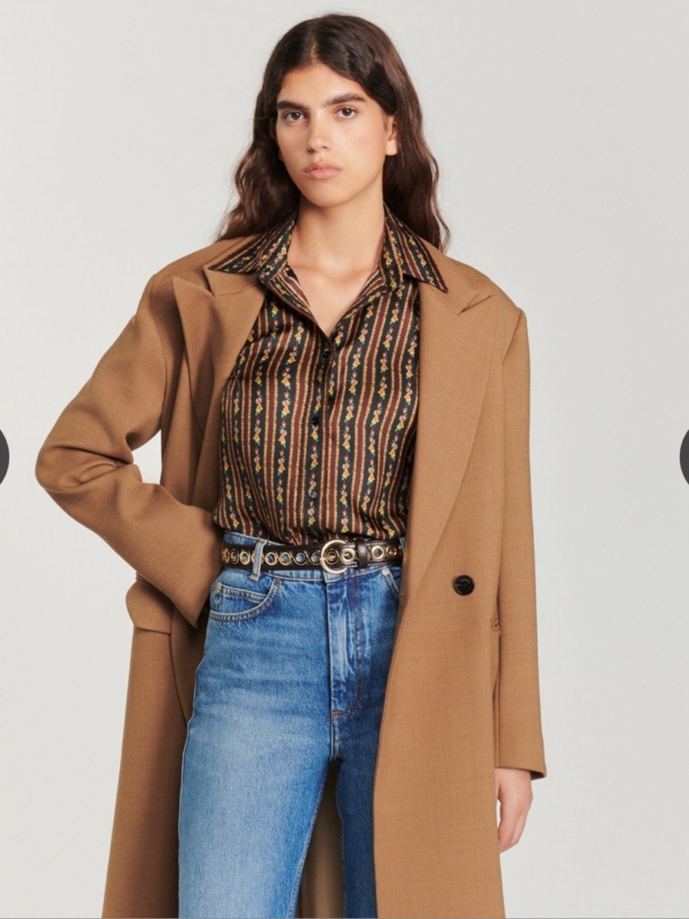 NWT Sandro Aubergine Long Sleeve Silk Blouse